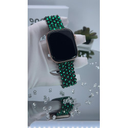 Bracelet Appel-Watch avec incrustation de cristaux Émeraude (Vert)