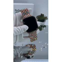 Bracelet Appel-Watch avec incrustation de cristaux Vintage Rose AB