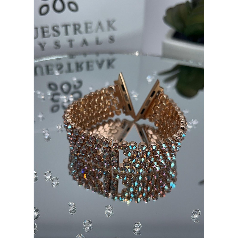 Bracelet Appel-Watch avec incrustation de cristaux Vintage Rose AB